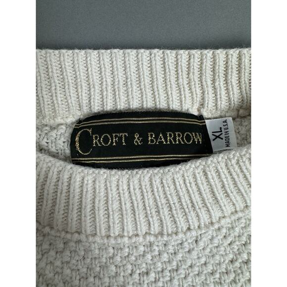 Vintage Croft And Barrow Golf Sweater Mens XL Cream Knit Crew Neck - Picture 6 of 8